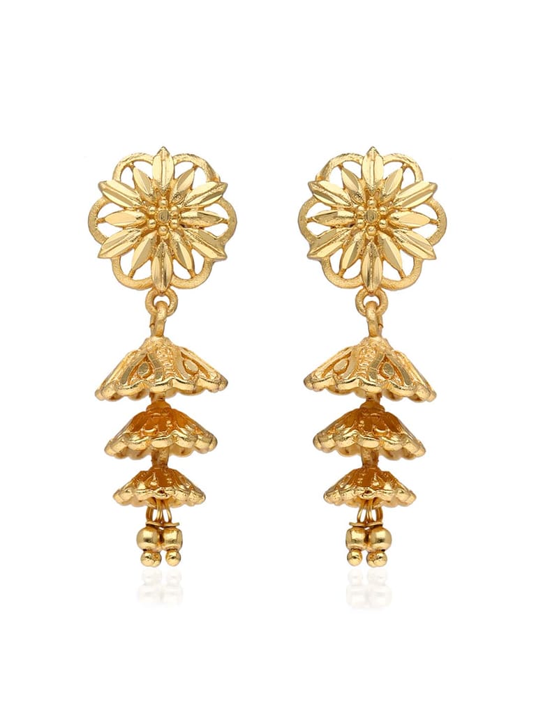 Traditional Forming Gold Jhumka Earrings - PSR651