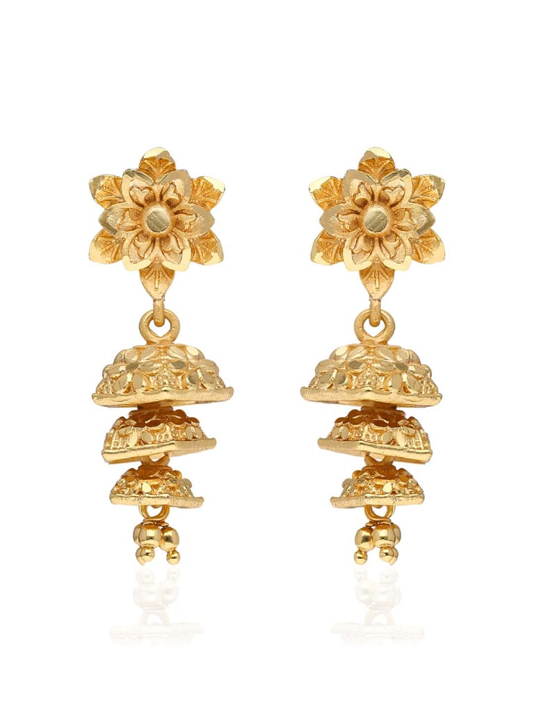 Traditional Forming Gold Jhumka Earrings - PSR650