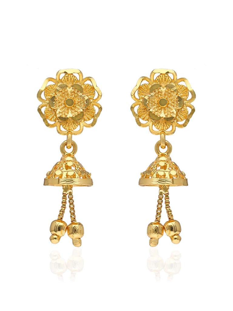 Traditional Forming Gold Jhumka Earrings - PSR654