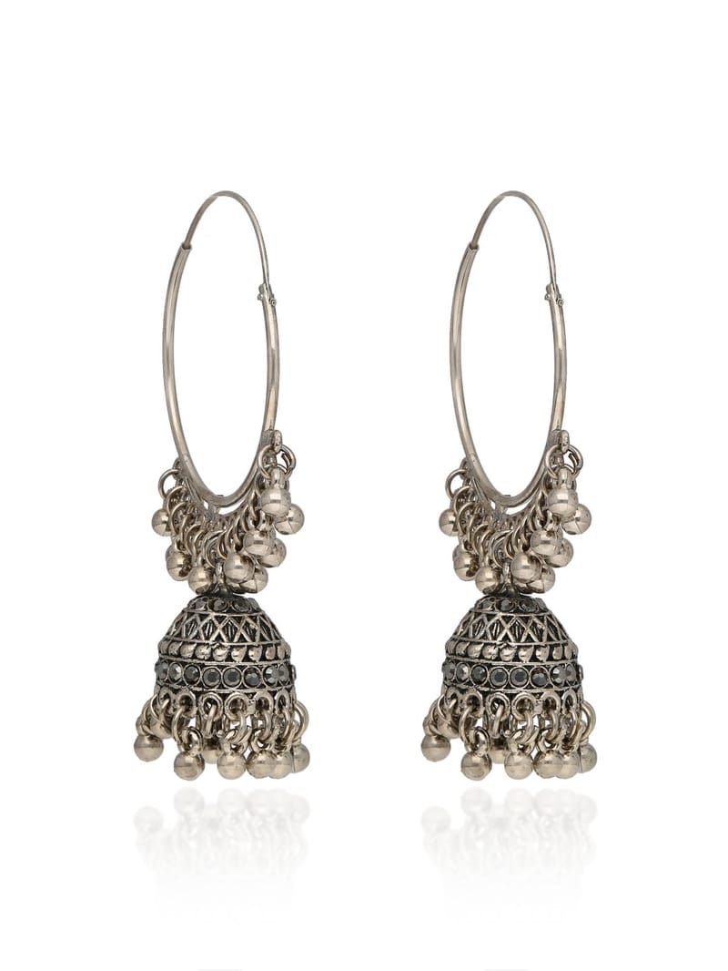 Jhumka Earrings in Oxidised Silver finish - PSR426