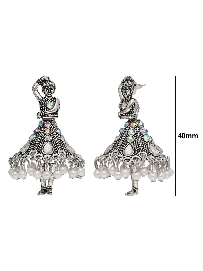 Jhumka Earrings in Oxidised Silver finish - PSR428