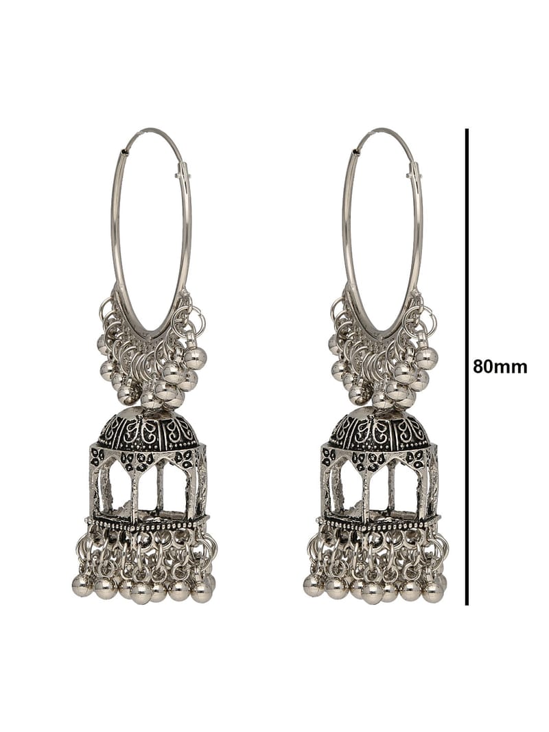 Jhumka Earrings in Oxidised Silver finish - PSR431