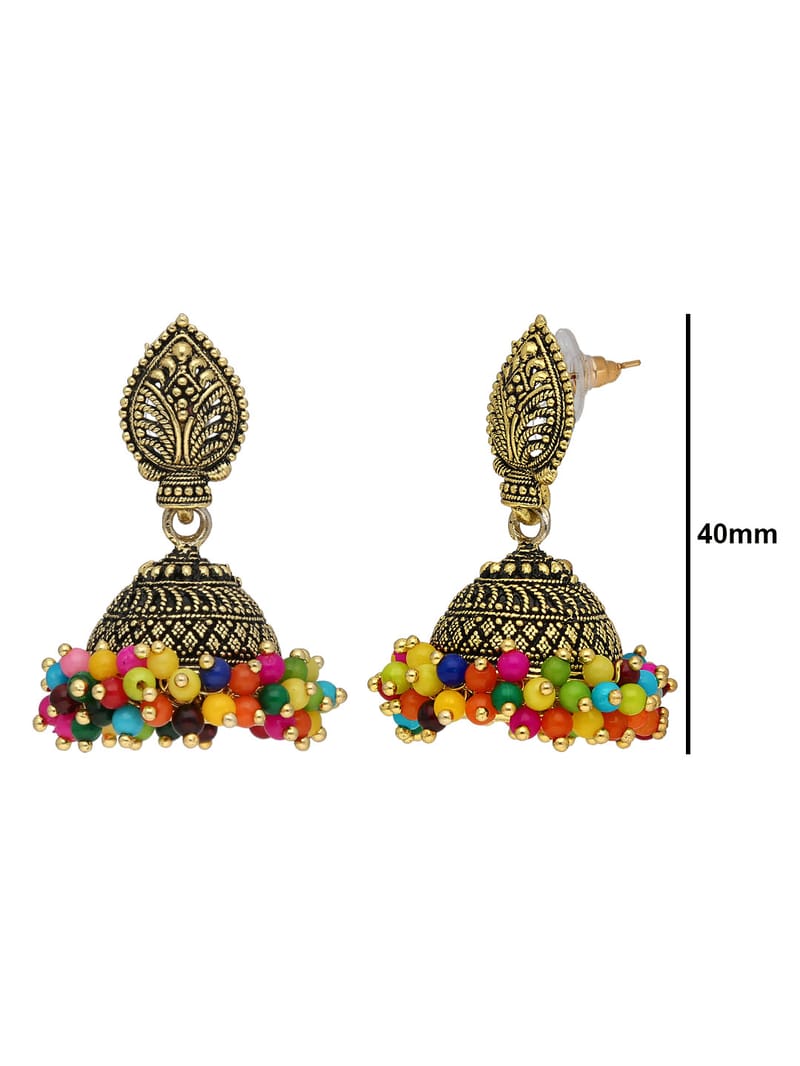 Jhumka Earrings in Oxidised Gold finish - PSR435