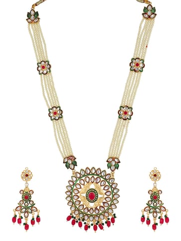 Kundan Long Necklace Set in Gold finish - PSR413
