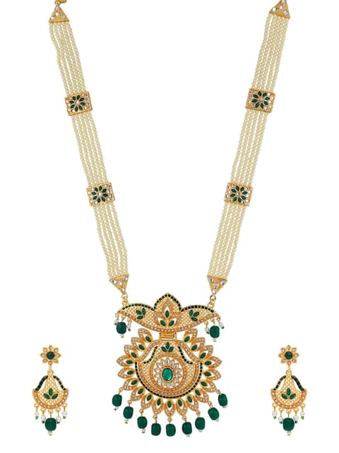 Kundan Long Necklace Set in Gold finish - PSR416