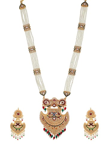 Peacock Long Necklace Set in Gold finish - PSR415