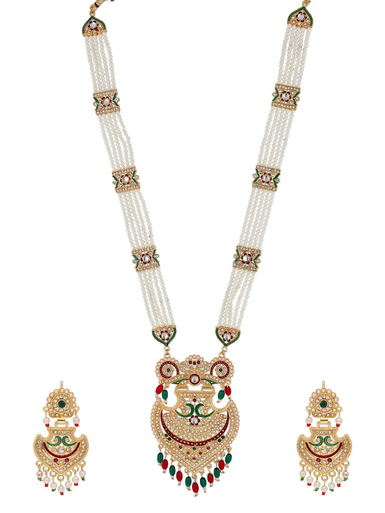 Kundan Long Necklace Set in Gold finish - PSR414