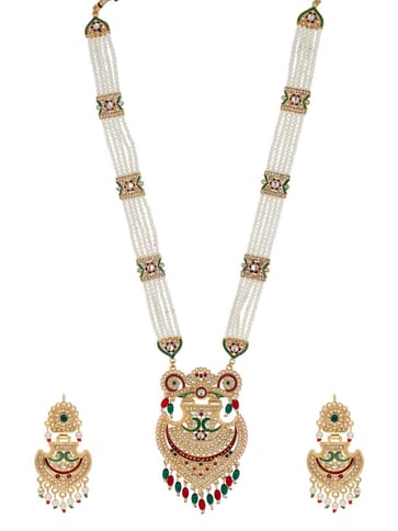 Kundan Long Necklace Set in Gold finish - PSR414