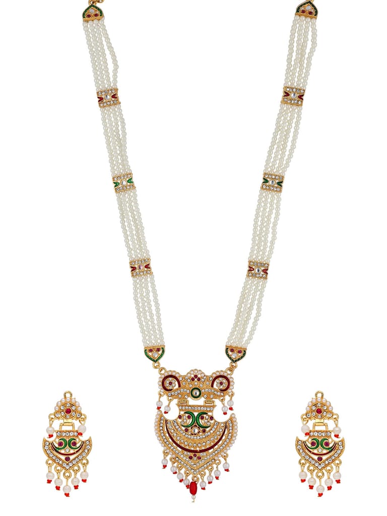 Kundan Long Necklace Set in Gold finish - PSR423