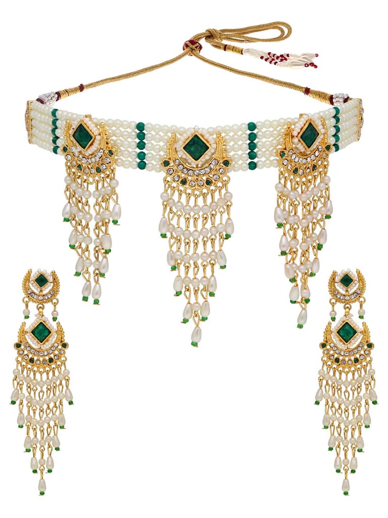 Traditional Choker Necklace Set in Gold finish - PSR393