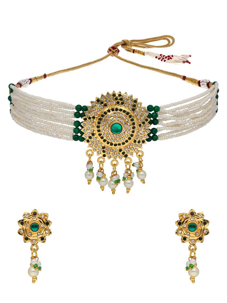 Traditional Choker Necklace Set in Gold finish - PSR398
