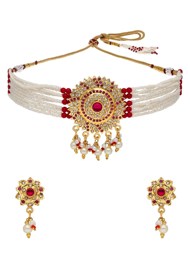Traditional Choker Necklace Set in Gold finish - PSR399