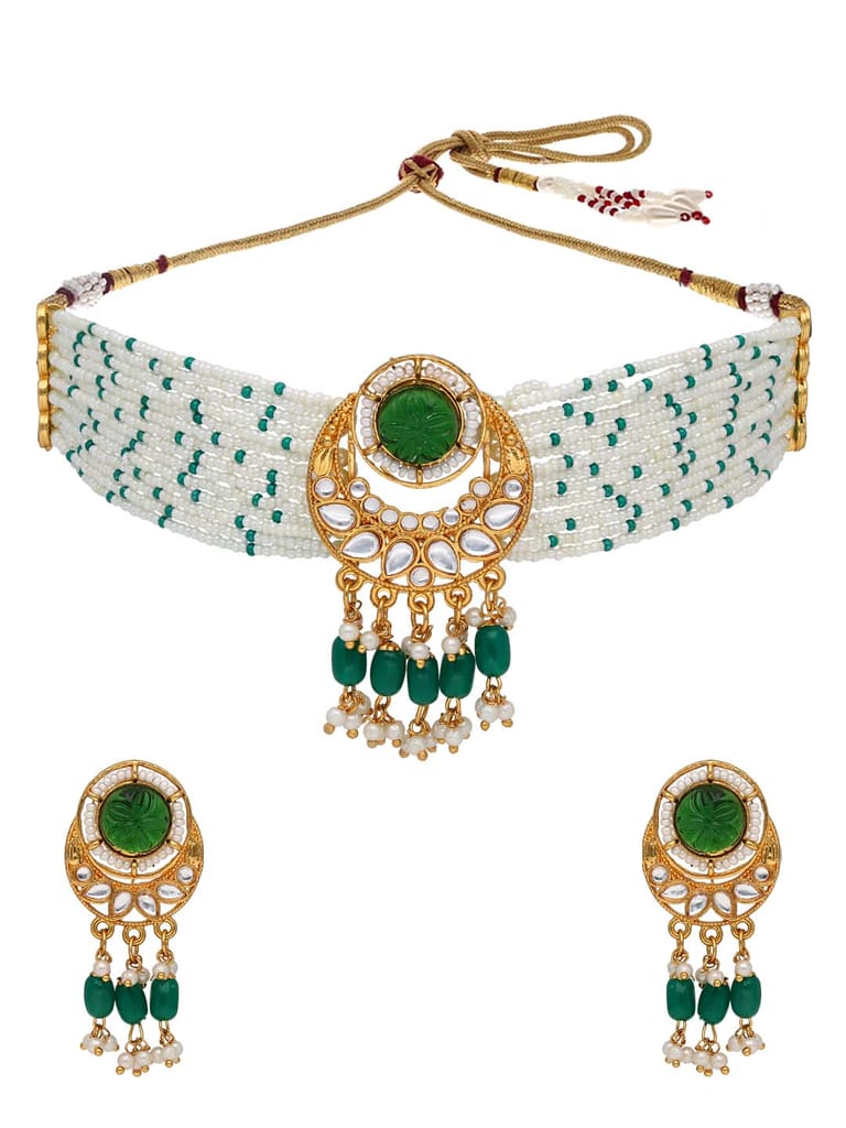 Kundan Choker Necklace Set in Gold finish - PSR722