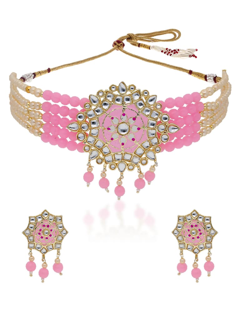Meenakari Kundan Choker Necklace Set in Gold finish - CNB27234