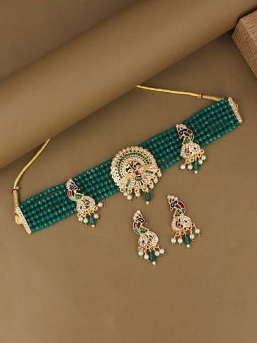 Peacock Choker Necklace Set in Gold finish - PSR390