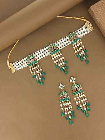Peacock Choker Necklace Set in Gold finish - PSR401