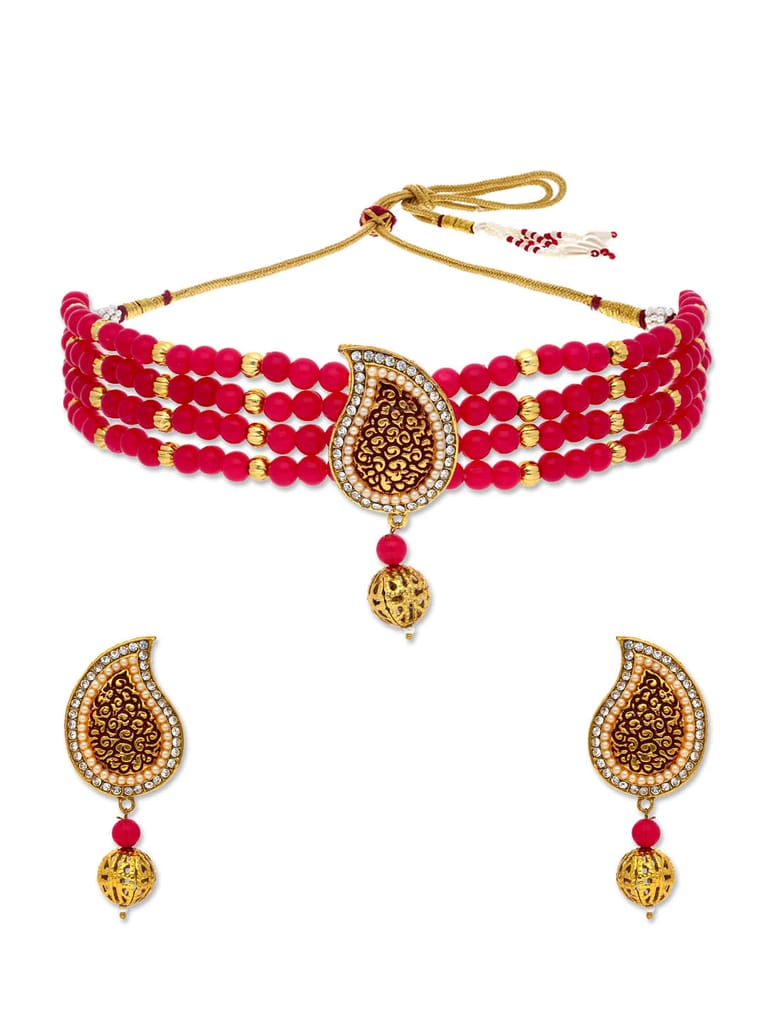 Antique Choker Necklace Set in Gold finish - CNB29279