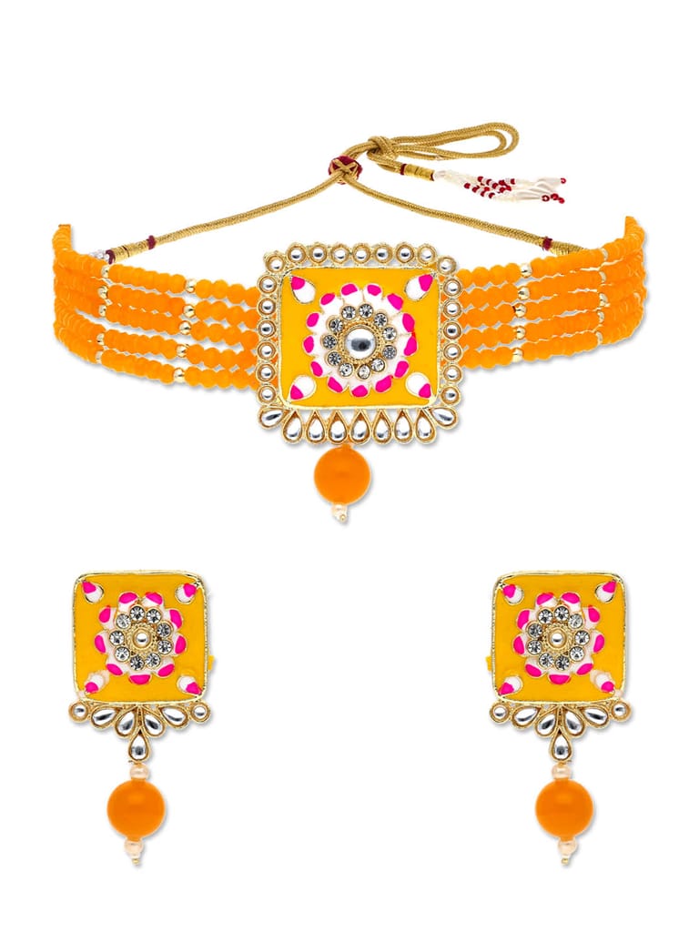 Kundan Choker Necklace Set in Gold finish - CNB29168