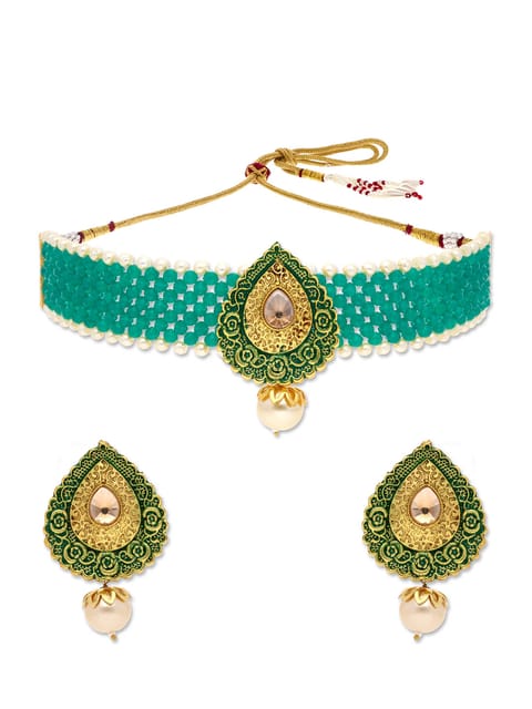 Antique Choker Necklace Set in Gold finish - CNB29287