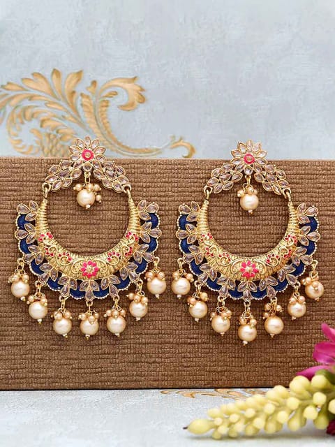 Reverse AD Chandbali Earrings in Gold finish - CNB751