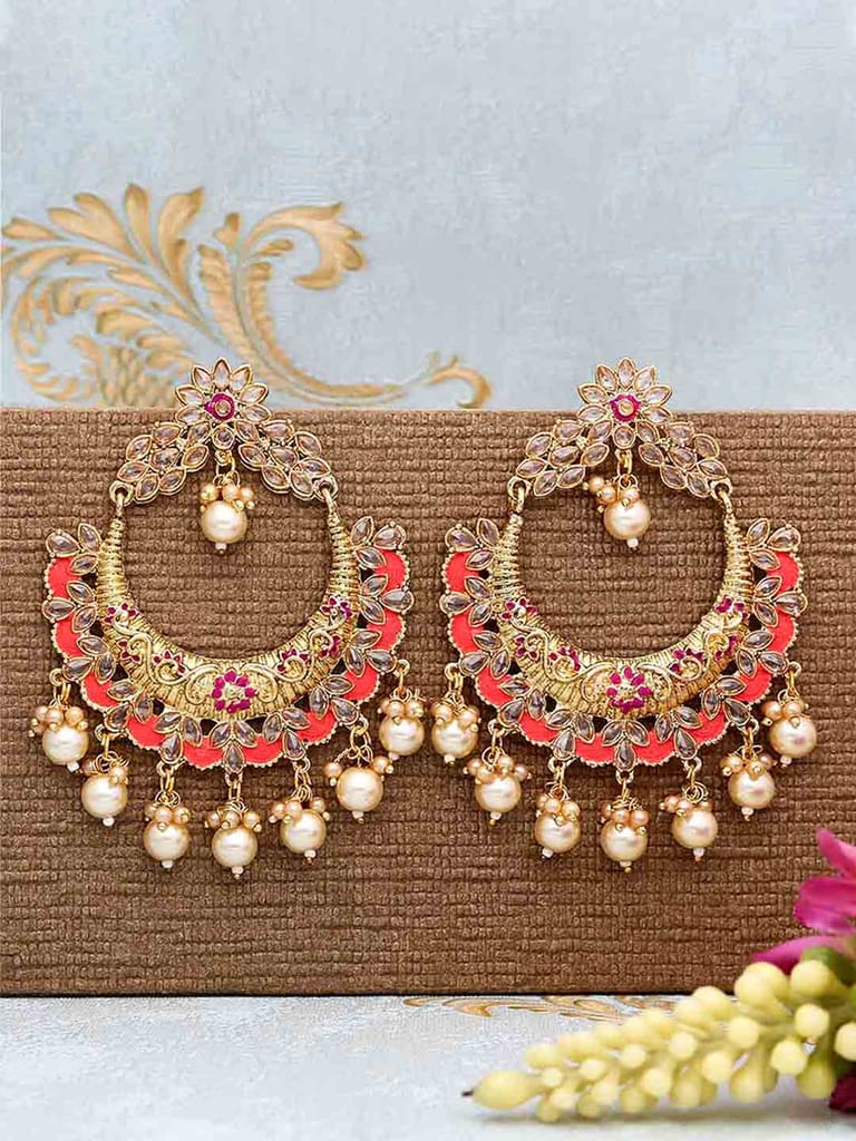 Reverse AD Chandbali Earrings in Gold finish - CNB752