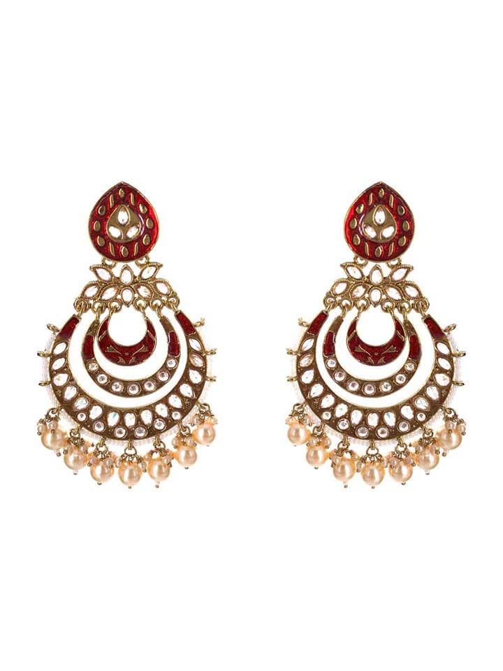 Reverse AD Chandbali Earrings in Mehendi finish - CNB15882