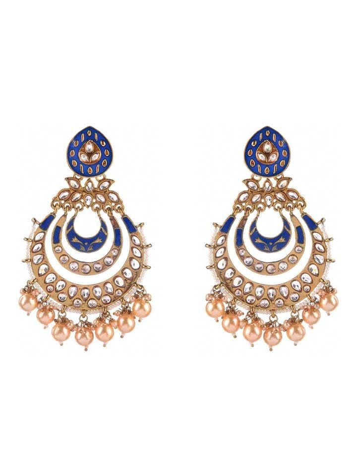 Reverse AD Chandbali Earrings in Mehendi finish - CNB15883