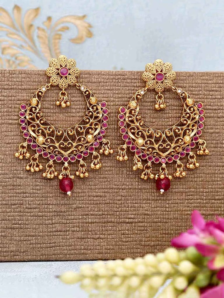 Reverse AD Chandbali Earrings in Gold finish - CNB22263