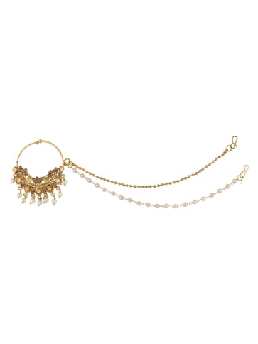 Traditional Nose Ring with Chain in Gold finish - CNB21993