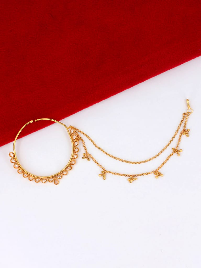 Antique Nose Ring with Chain in Gold finish - CNB2274
