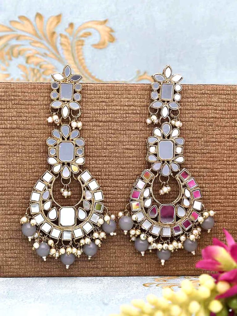 Mirror Long Earrings in Mehendi finish - CNB17656