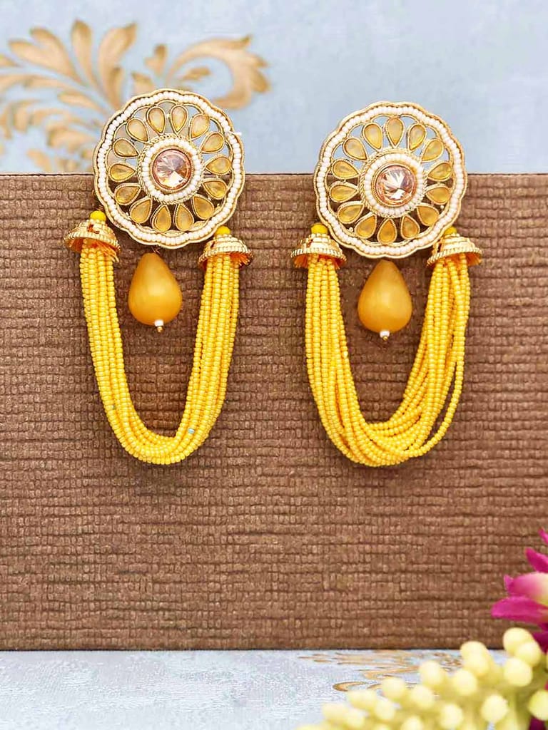 Traditional Long Earrings in Gold finish - CNB28499