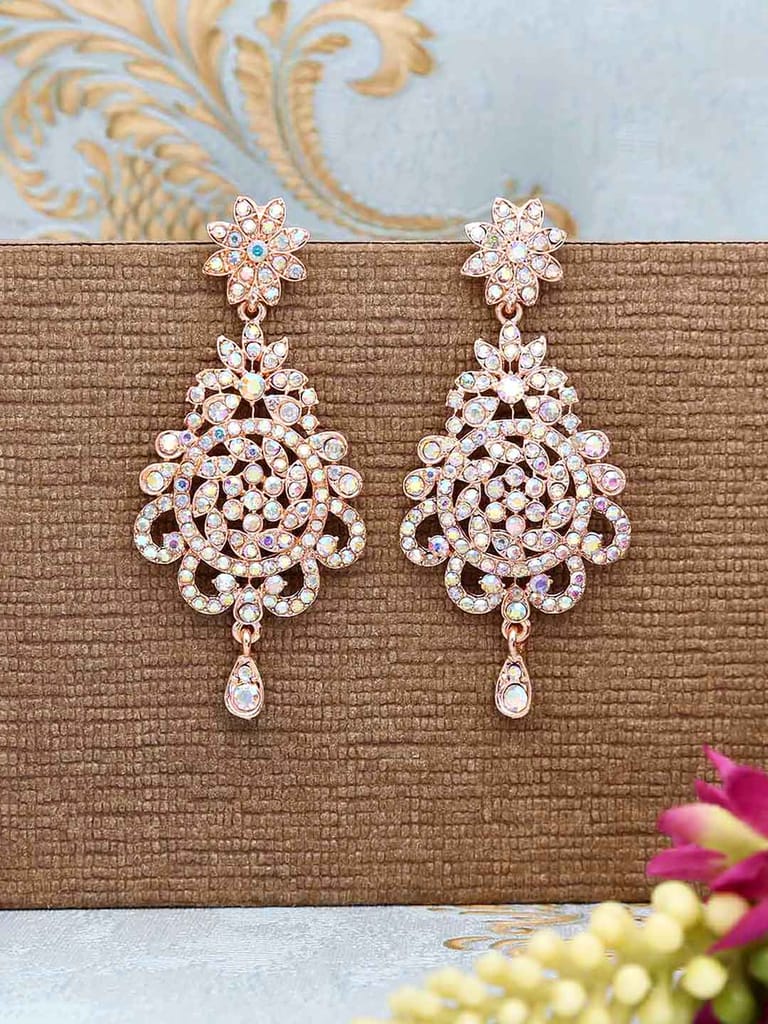 Traditional Long Earrings in Rose Gold finish - CNB30017