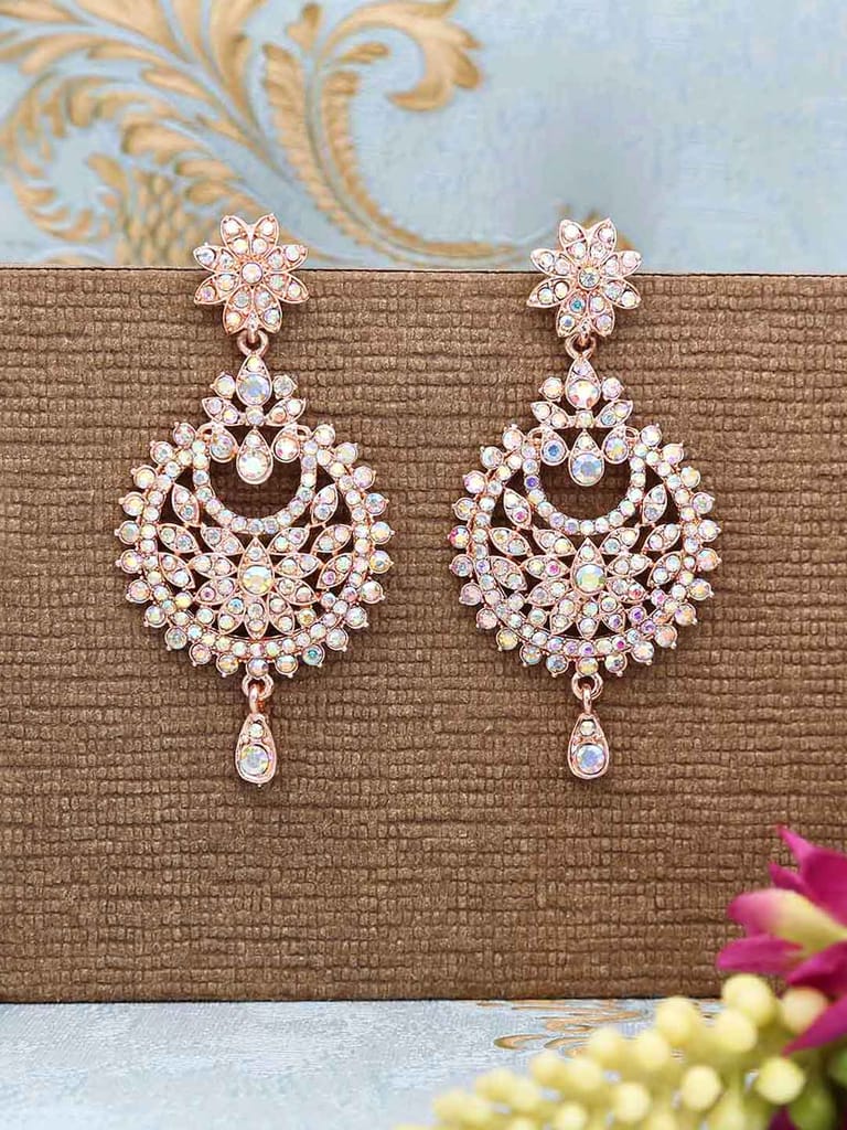 Traditional Long Earrings in Rose Gold finish - CNB30015