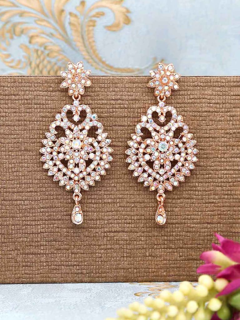 Traditional Long Earrings in Rose Gold finish - CNB30016