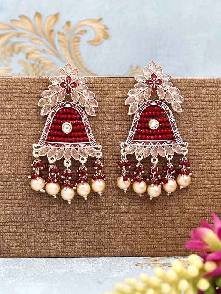 Traditional Long Earrings in Gold finish - CNB33331