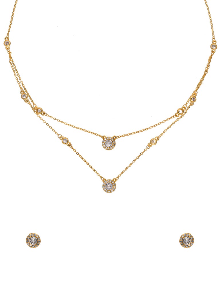 AD / CZ Necklace Set in Gold finish - CNB29967