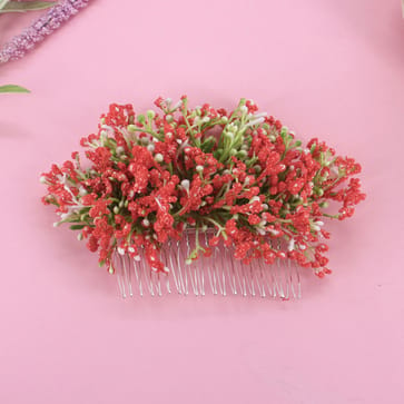 Floral / Flower Comb in Rhodium finish - CNB30346
