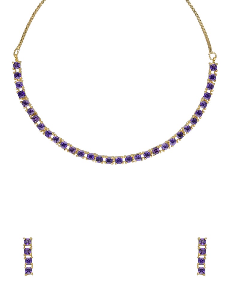 AD / CZ Necklace Set in Gold finish - CNB34756