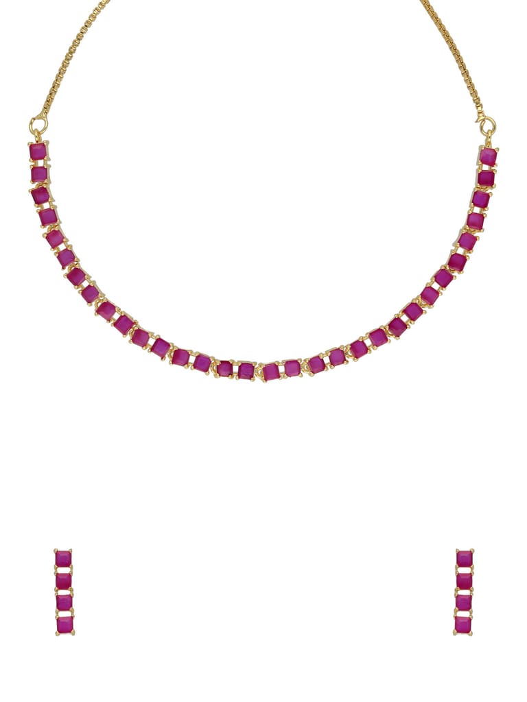 AD / CZ Necklace Set in Gold finish - CNB34757