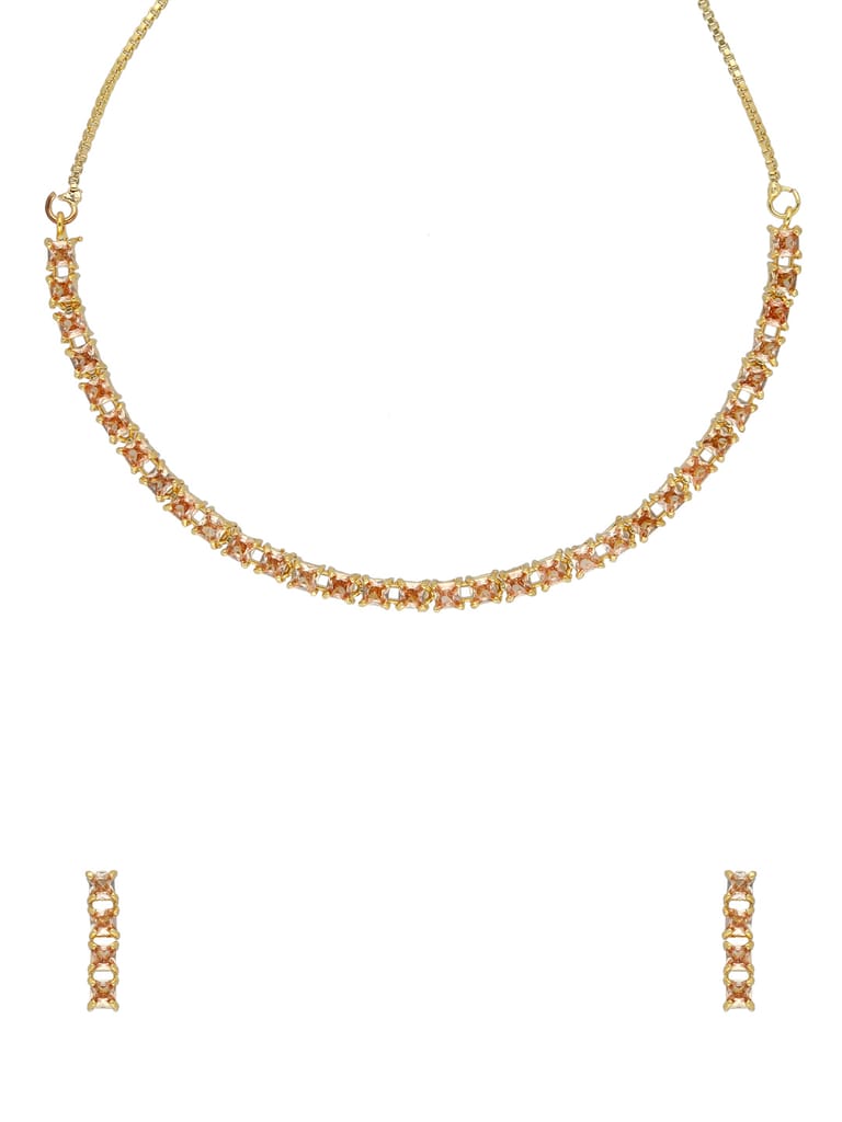 AD / CZ Necklace Set in Gold finish - CNB34758