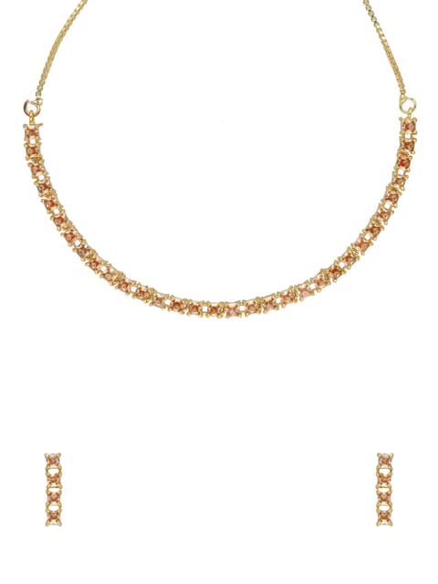 AD / CZ Necklace Set in Gold finish - CNB34758