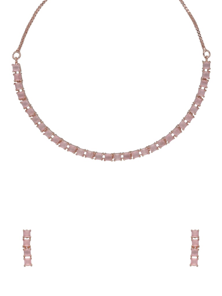 AD / CZ Necklace Set in Rose Gold finish - CNB34760
