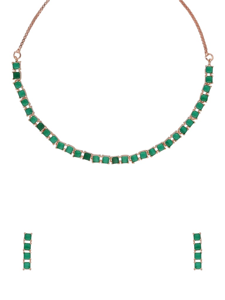 AD / CZ Necklace Set in Rose Gold finish - CNB34761