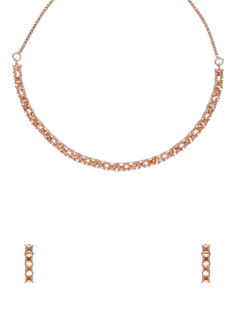 AD / CZ Necklace Set in Rose Gold finish - CNB34764