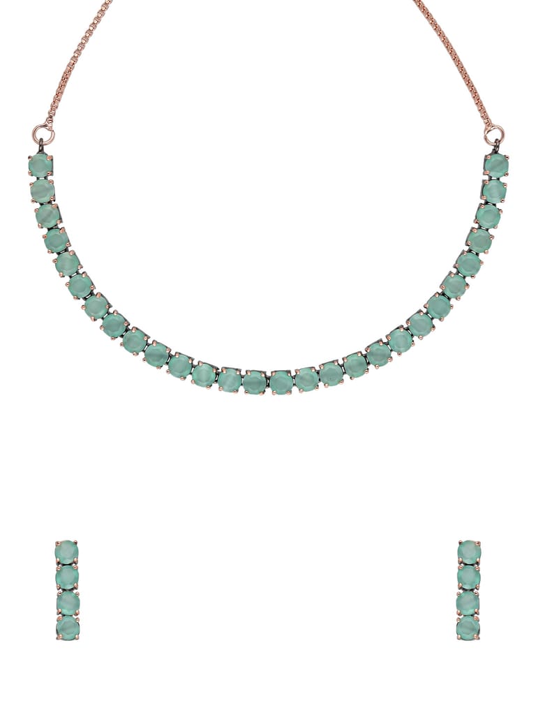 AD / CZ Necklace Set in Rose Gold finish - CNB34729