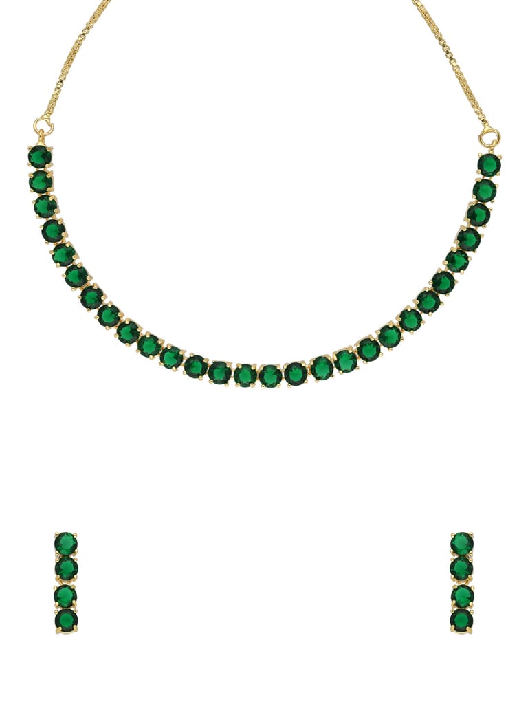 AD / CZ Necklace Set in Gold finish - CNB34724