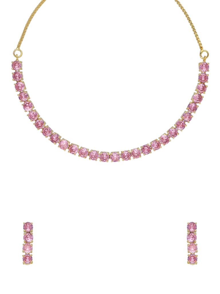 AD / CZ Necklace Set in Gold finish - CNB34726