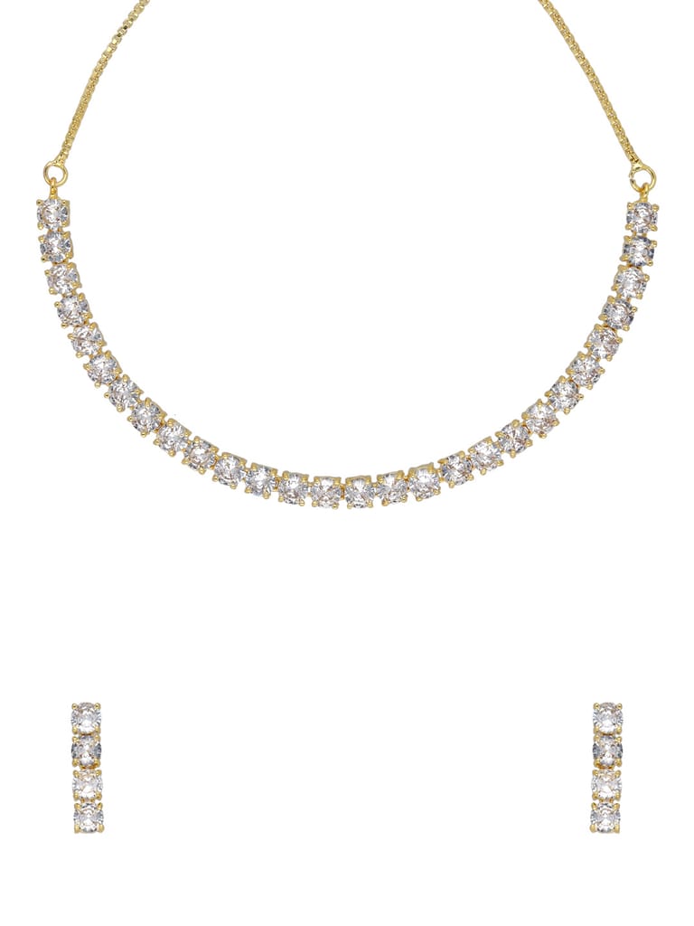 AD / CZ Necklace Set in Gold finish - CNB34723