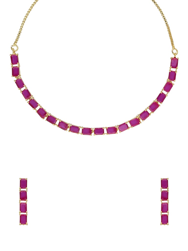 AD / CZ Necklace Set in Gold finish - CNB34705